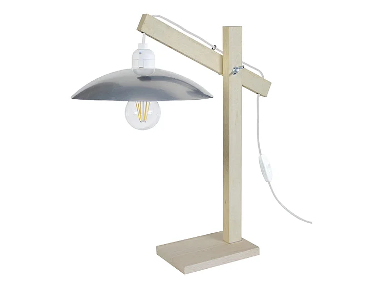 PILORI KROA - Lampe de bureau articulé bois naturel  et aluminium