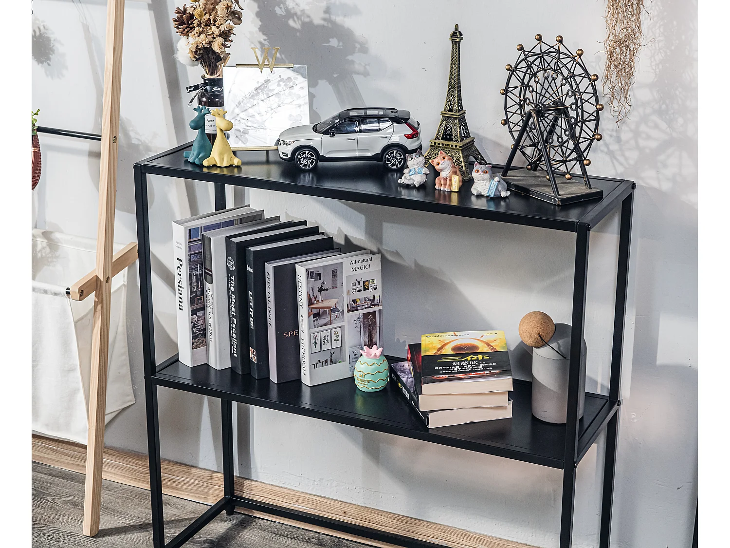 Console style industriel en métal noir