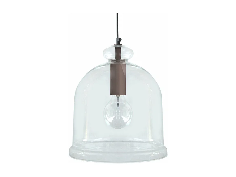 Suspension cloche transparent métal  taupe 92 cm.