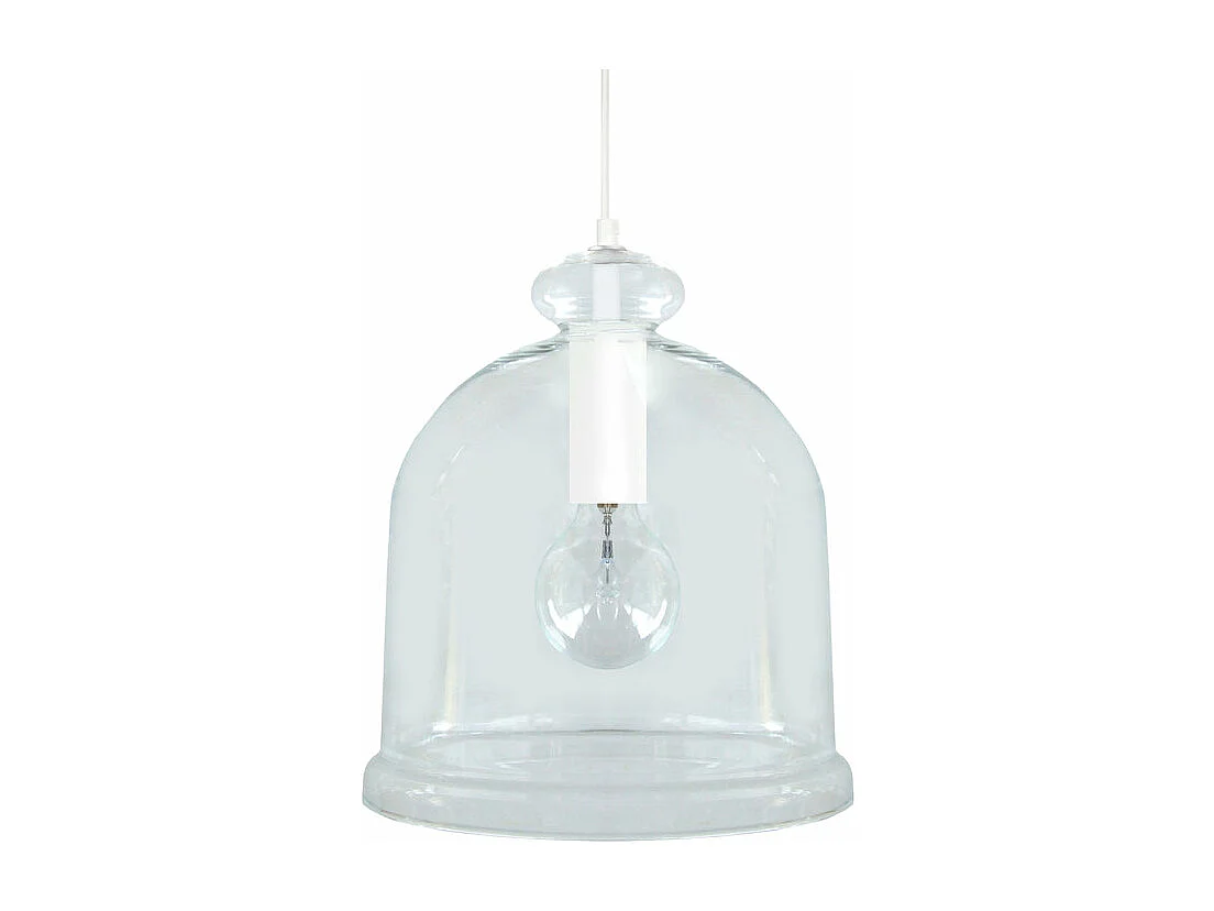Suspension cloche transparent métal  blanc 92 cm.