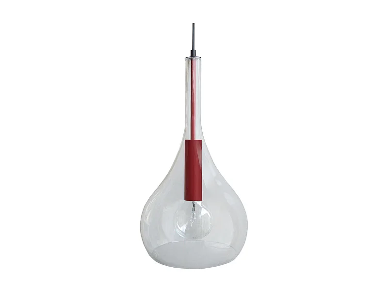 Suspension larme verre  rouge 108 cm.