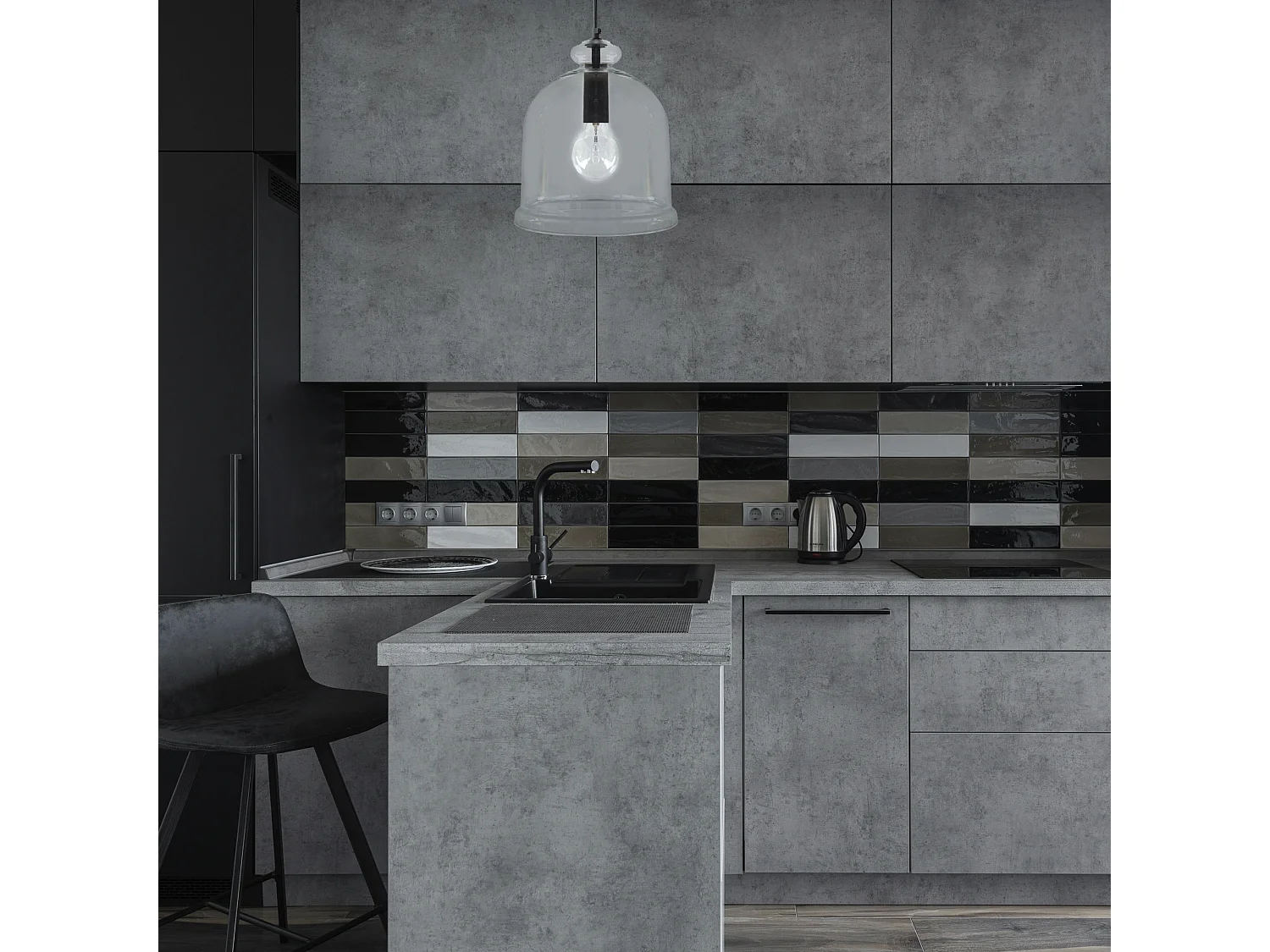 Suspensão TOSEL  MANILLA vidro cônico azul D30 x  H75  cm