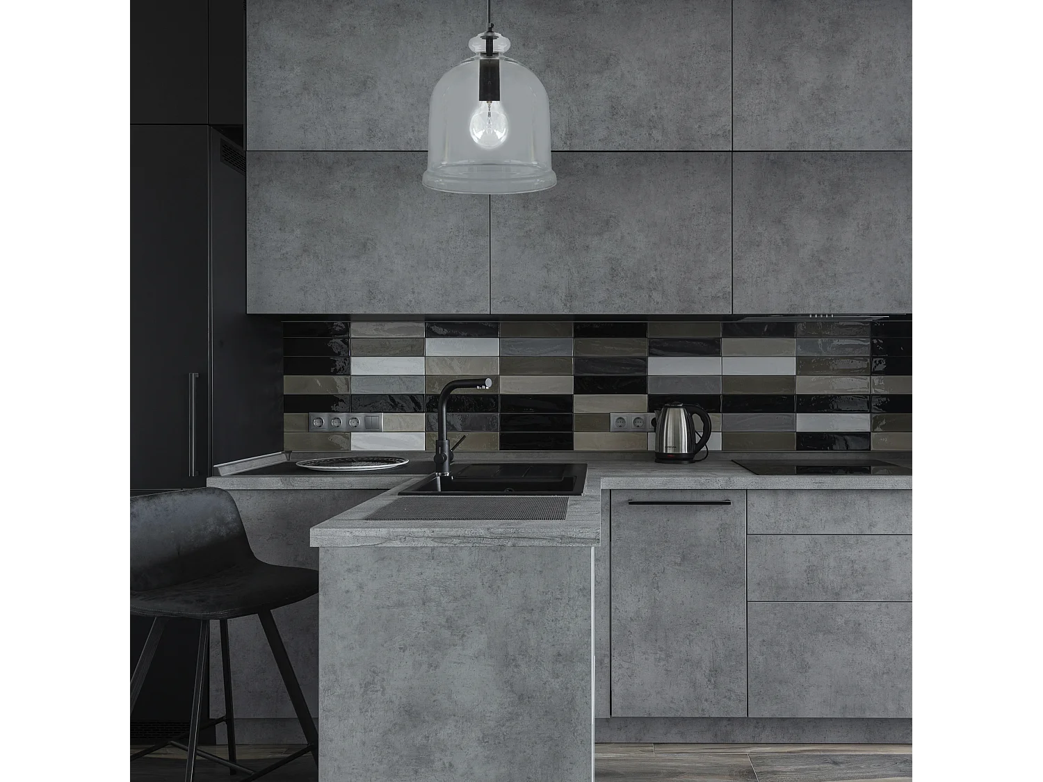 Suspensão TOSEL  MANILLA vidro cônico azul D30 x  H75  cm