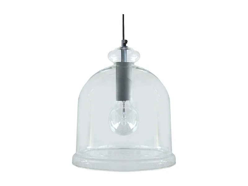 Suspension cloche transparent métal anthracite 92 cm.