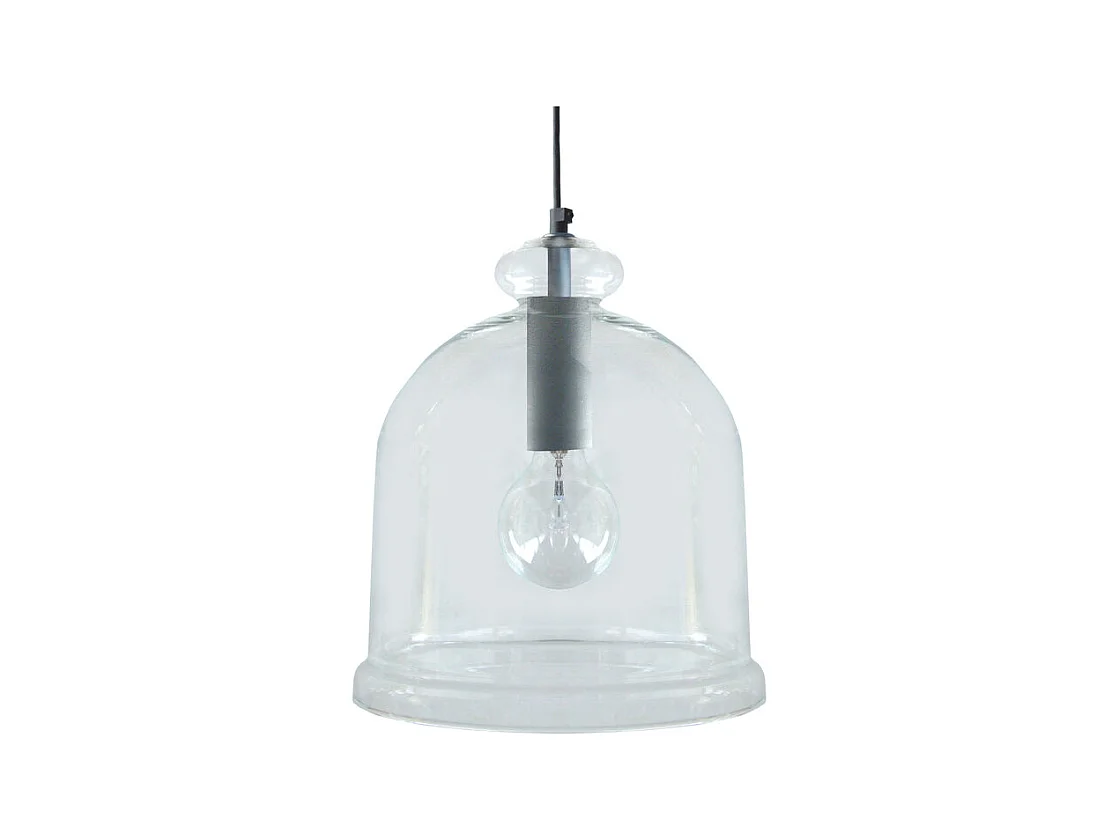 Suspension cloche transparent métal anthracite 92 cm.