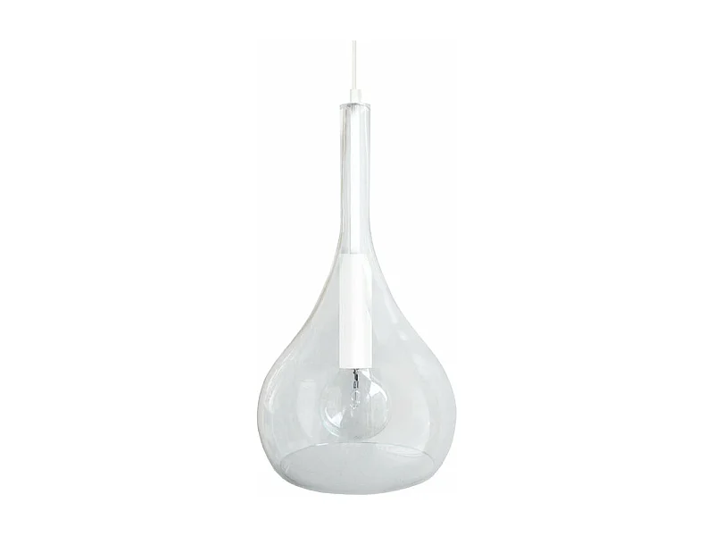 Suspension larme verre  blanc 108 cm.