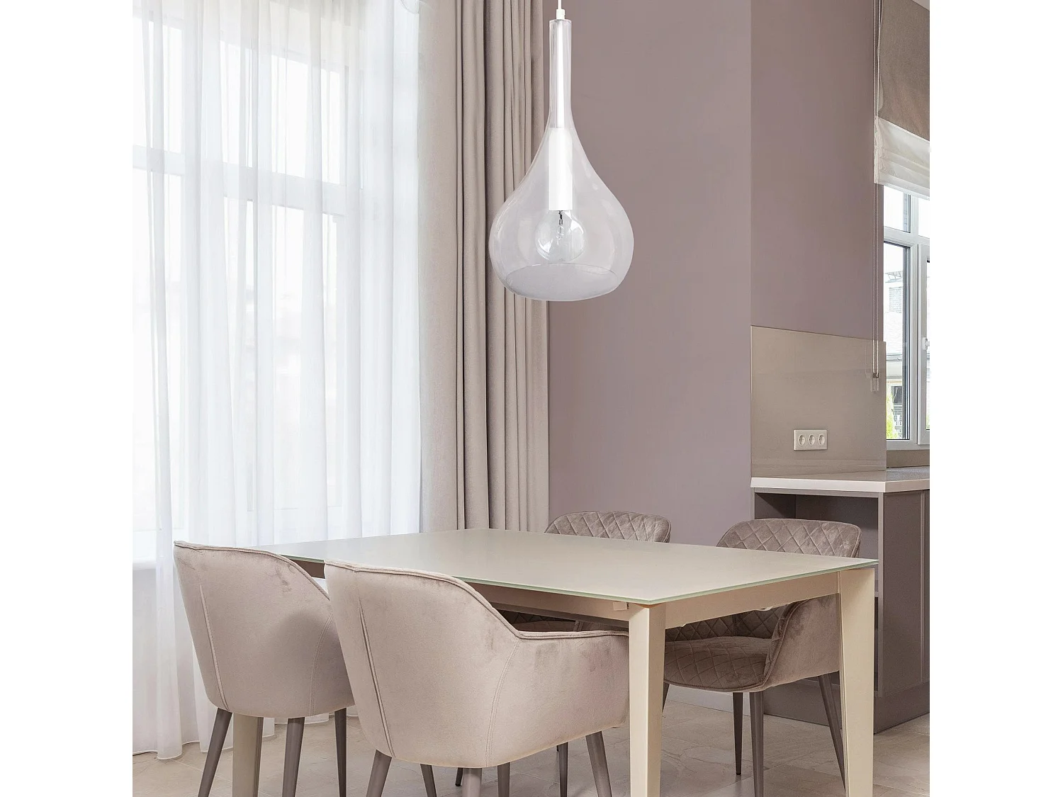 Suspensão TOSEL  TREVISO metal geométrico bege D26 x  H88  cm