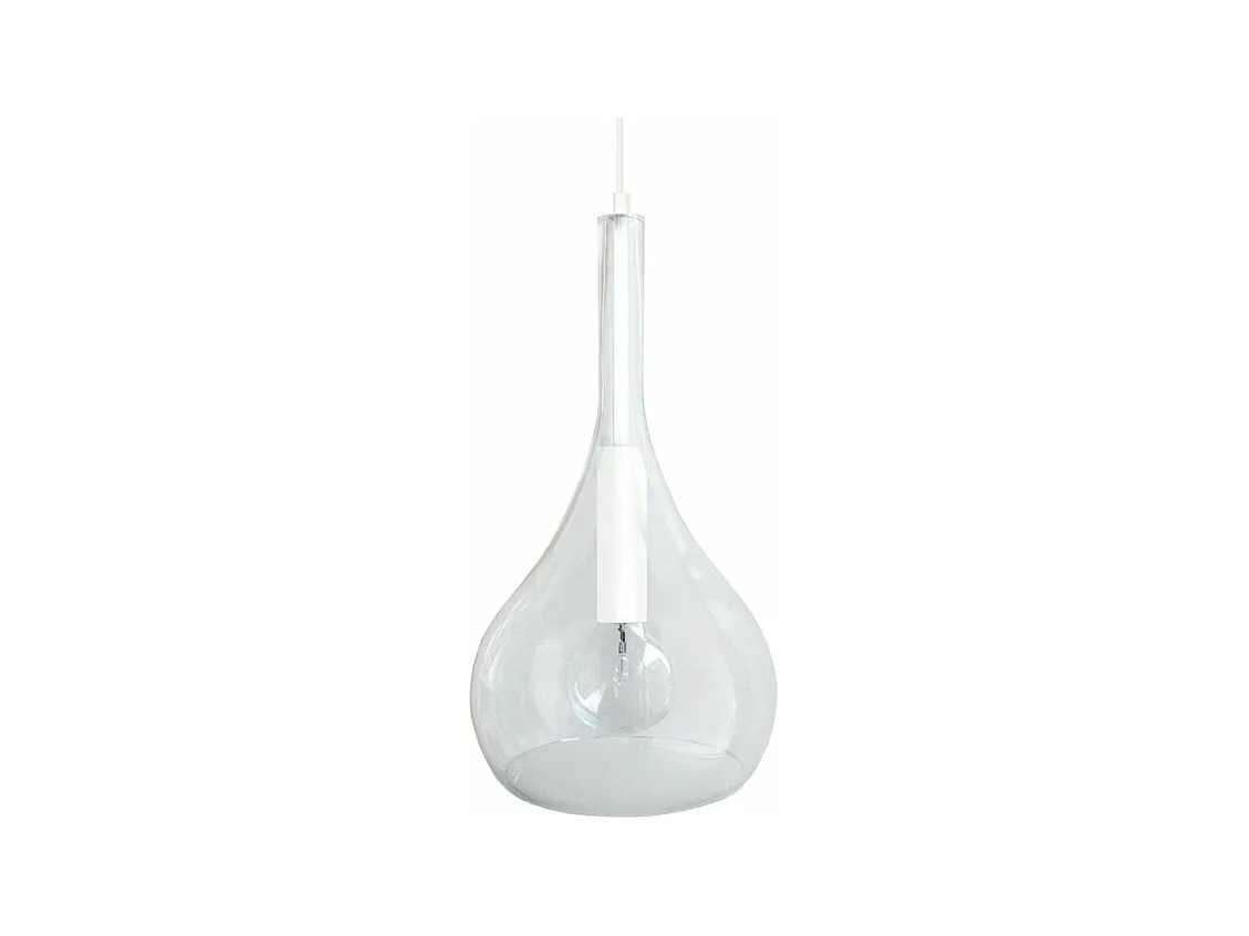 Suspension larme verre  blanc 108 cm.