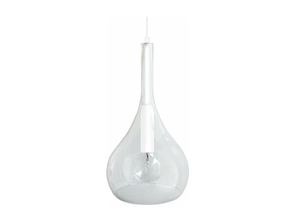 Suspension larme verre  blanc 108 cm.