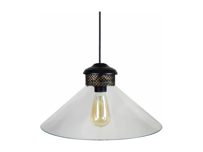 Suspension conique verre  marron,doré 80 cm.