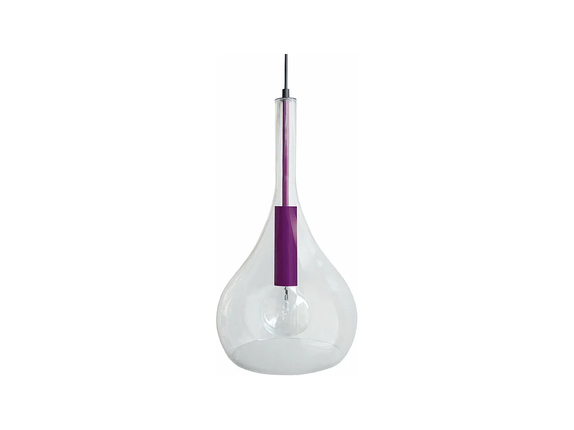 Suspension larme verre  violet 108 cm.
