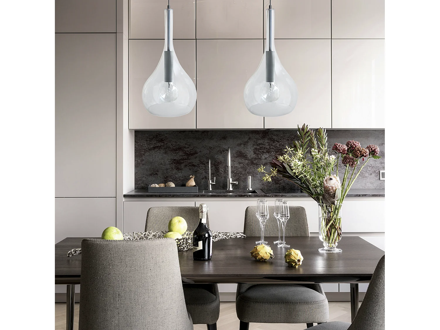 Suspensão TOSEL  TREVISO metal geométrico castanho D26 x  H88  cm