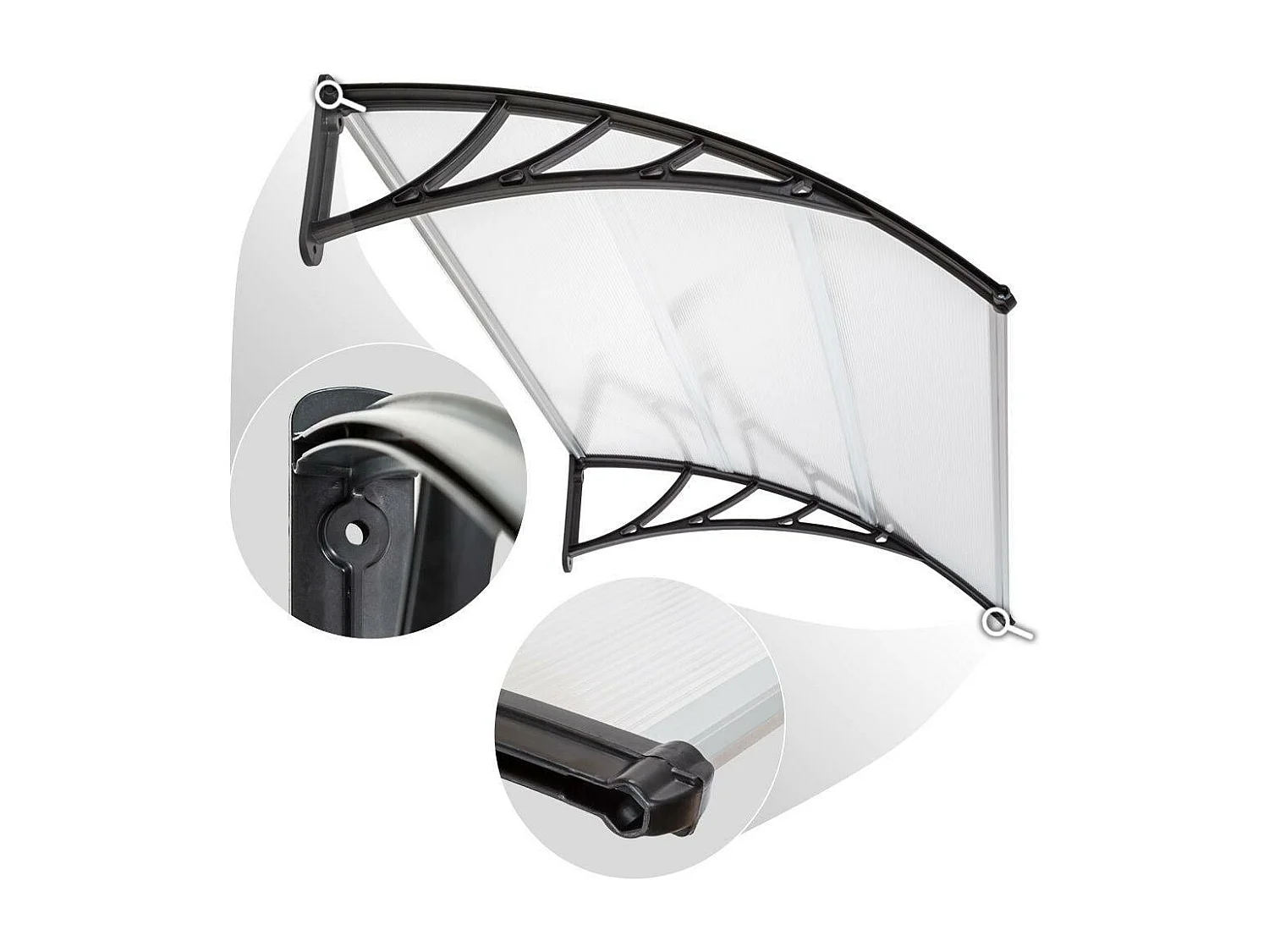 Auvent porte marquise abris polycarbonate 150 x 93 x 0.5 cm 2208290