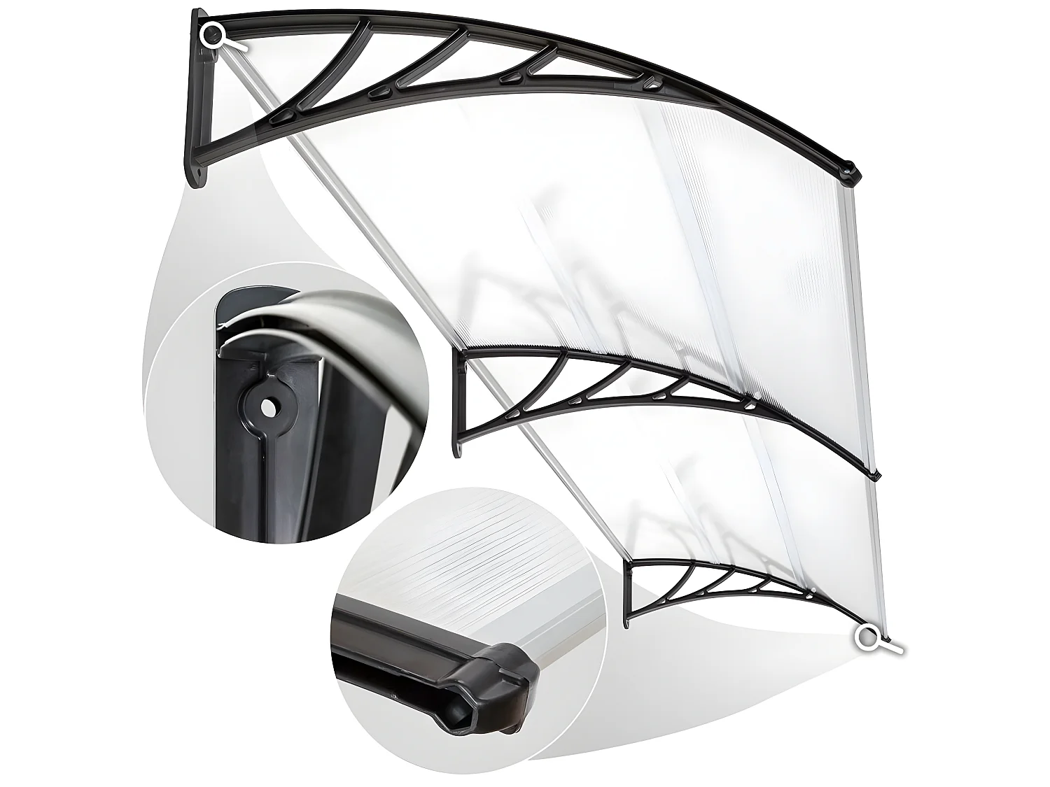 Pensilina porta pensilina moderna per casette da giardino in policarbonato 200 cm 2208291