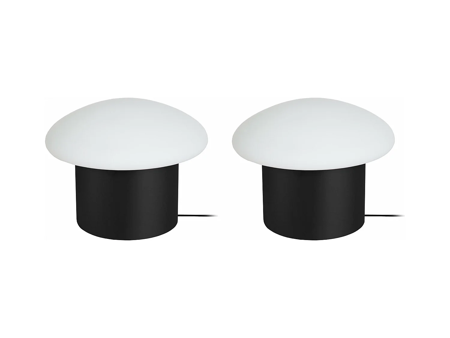 Pair de Lampes de chevet champignon métal  noir 15 cm.