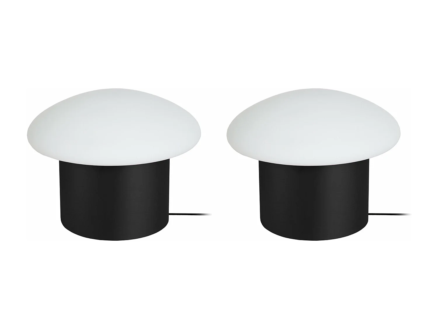 Pair de Lampes de chevet champignon métal  noir 15 cm.