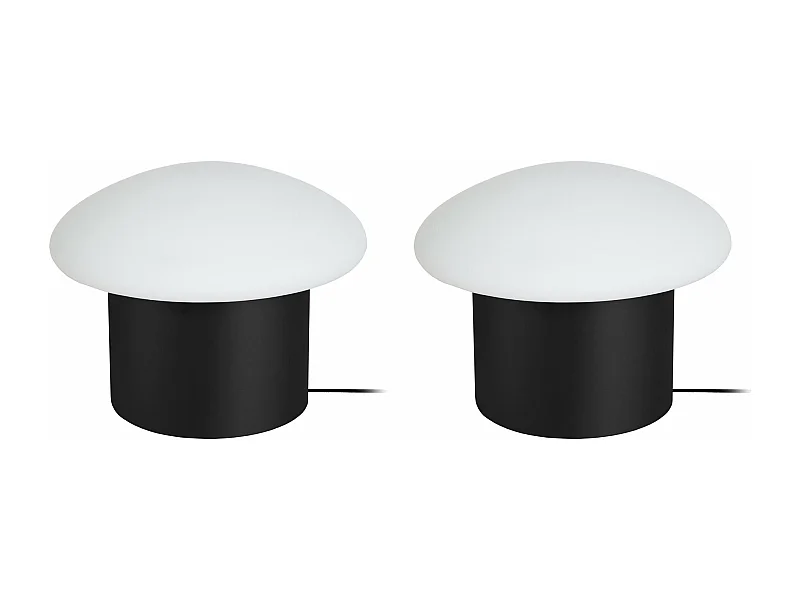 Pair de Lampes de chevet champignon métal  noir 15 cm.