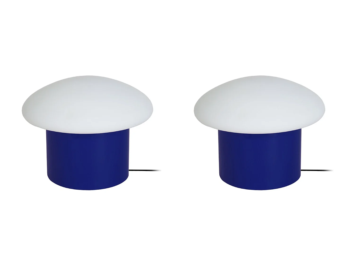 Pair de Lampes de chevet champignon métal  bleu,blanc 15 cm.