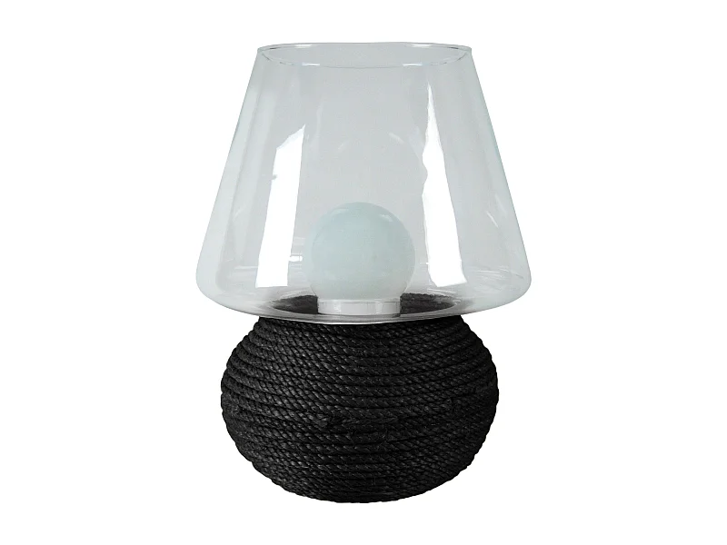 Lampe a Poser TOSEL ,verre,Noir ,H37xD30xP30cm