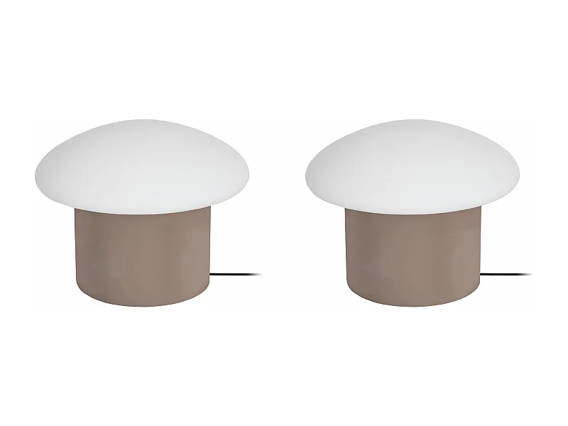 Pair de Lampes de chevet champignon métal  taupe 15 cm.