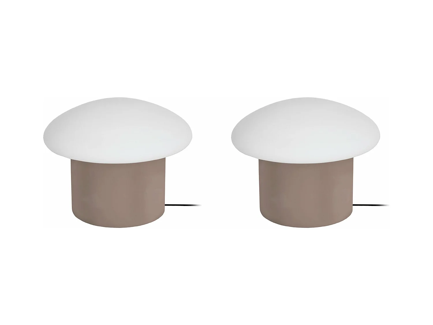 Pair de Lampes de chevet champignon métal  taupe 15 cm.