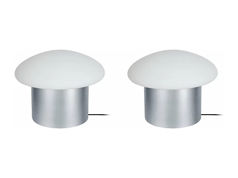 Pair de Lampes de chevet champignon métal  aluminium 15 cm.