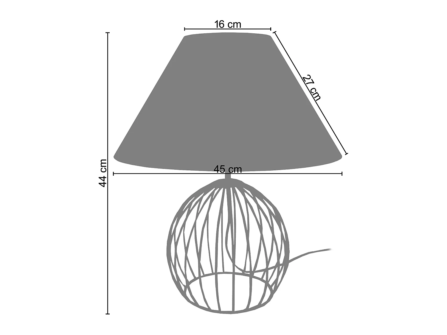 Lampe de Salon TOSEL ,métal,Blanc ,H44xD45xP45cm