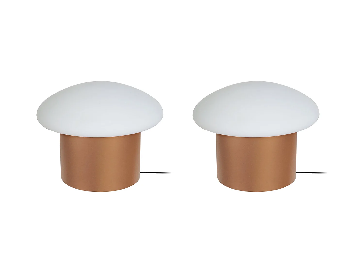 Pair de Lampes de chevet champignon métal  cuivre 15 cm.