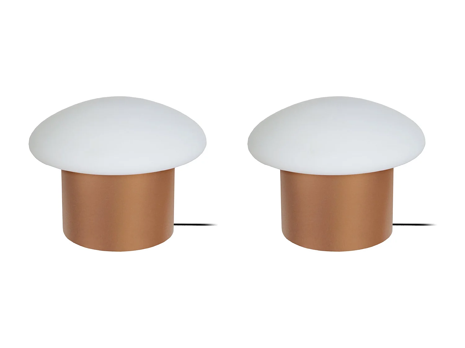 Pair de Lampes de chevet champignon métal  cuivre 15 cm.
