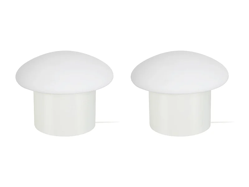 Pair de Lampes de chevet champignon métal  ivoire 15 cm.