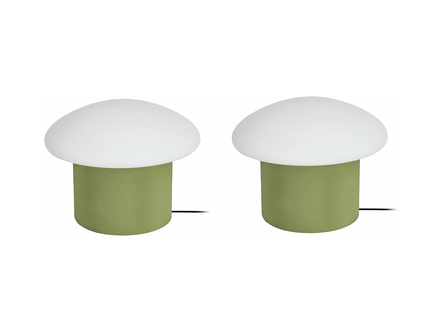 Pair de Lampes de chevet champignon métal  vert 15 cm.