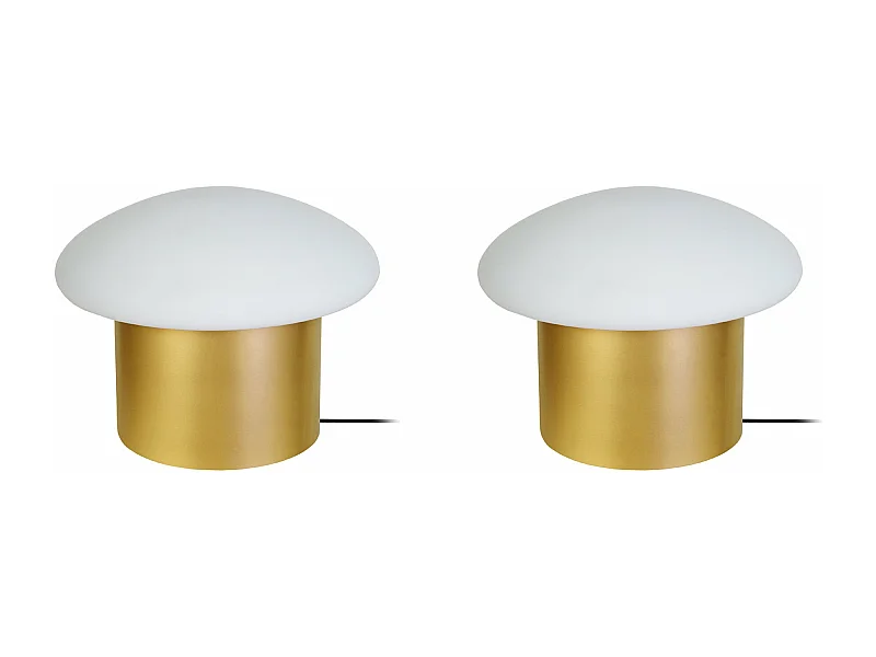 Pair de Lampes de chevet champignon métal  doré 15 cm.