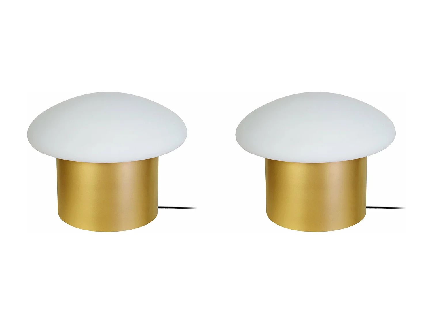 Pair de Lampes de chevet champignon métal  doré 15 cm.