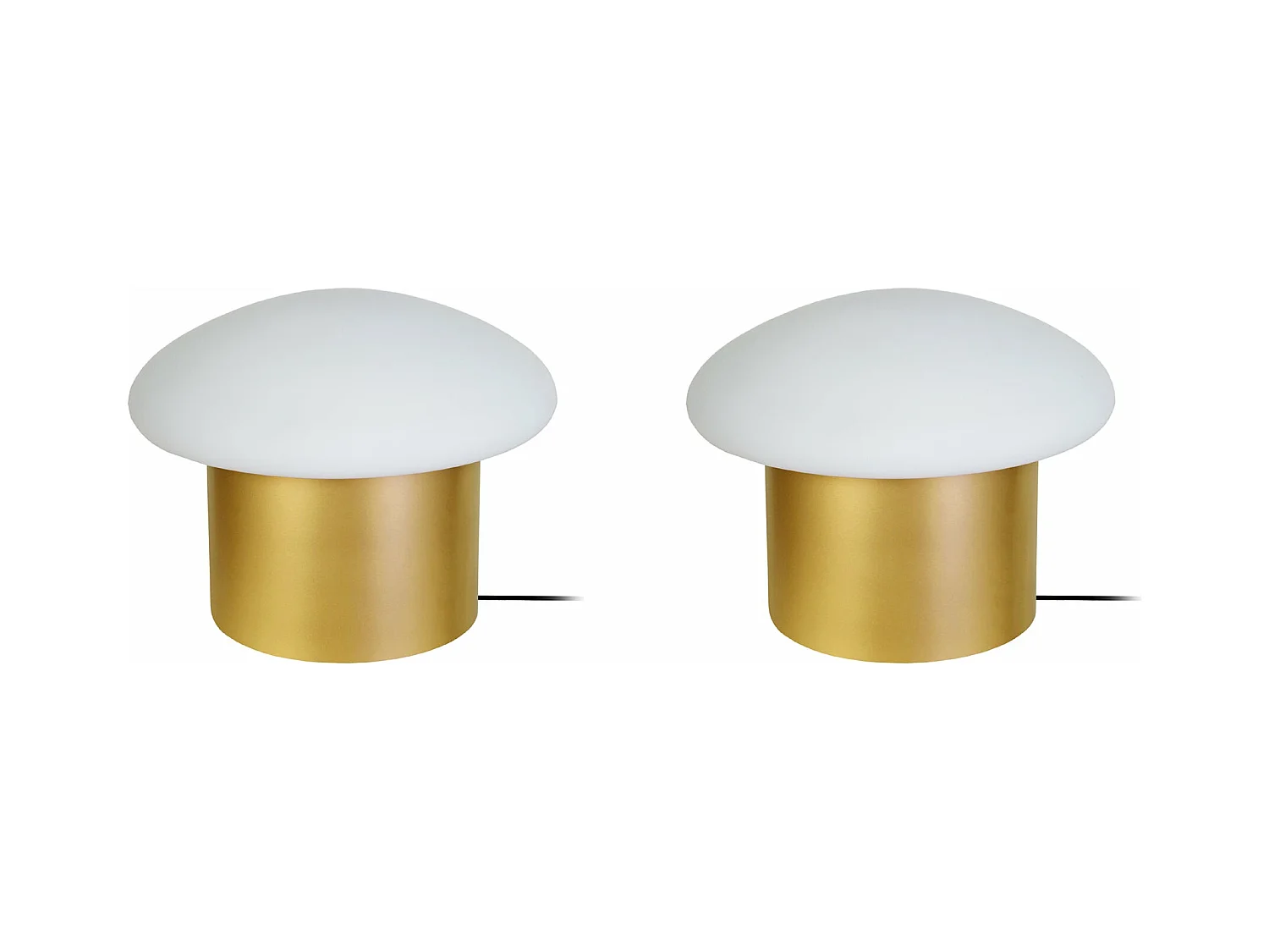 Pair de Lampes de chevet champignon métal  doré 15 cm.