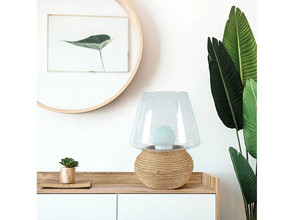 Lampe a Poser TOSEL ,verre,naturel,H37xD30xP30cm