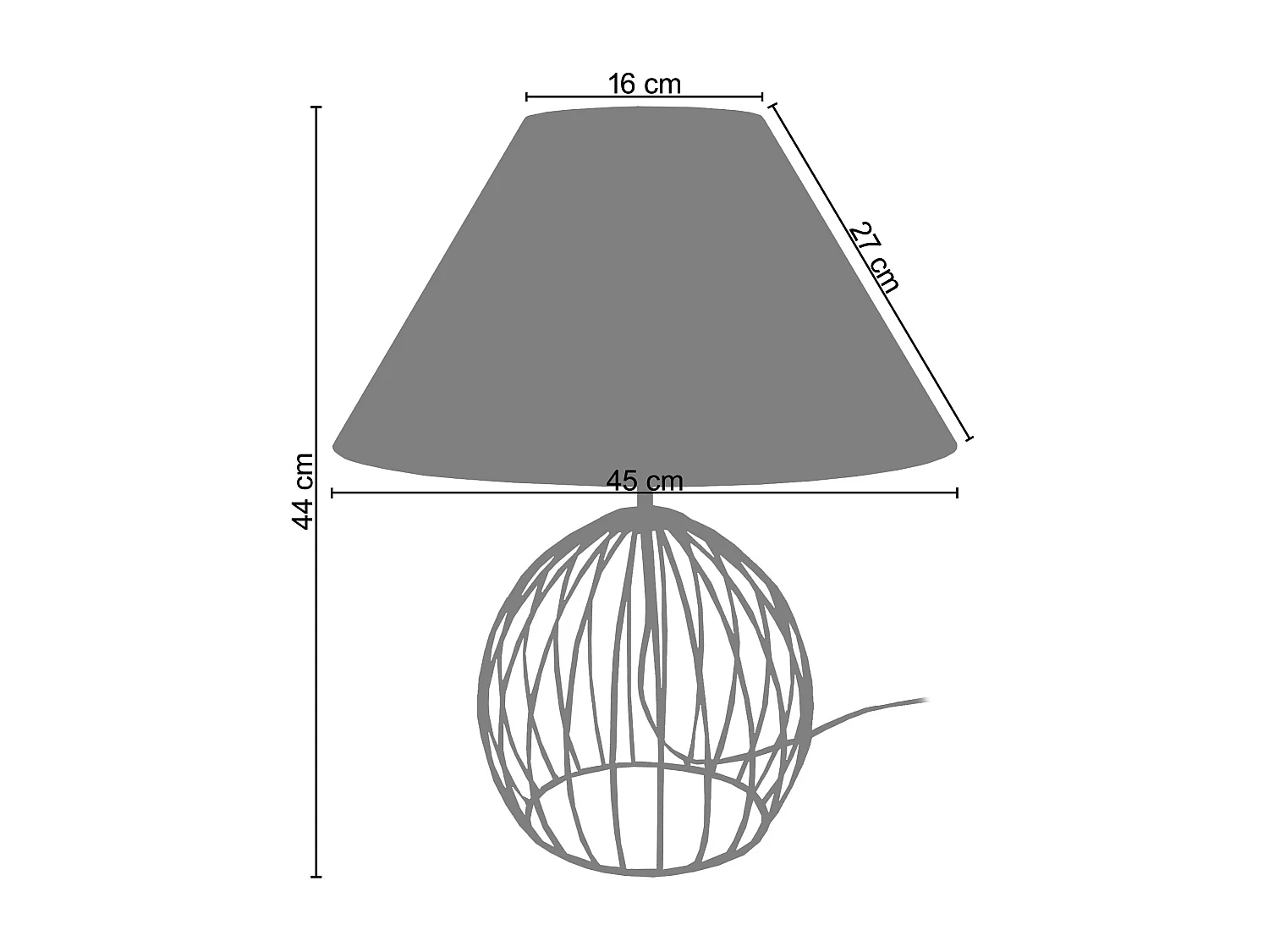 Lampe de Salon TOSEL ,métal,Blanc   ,H44xD45xP45 cm