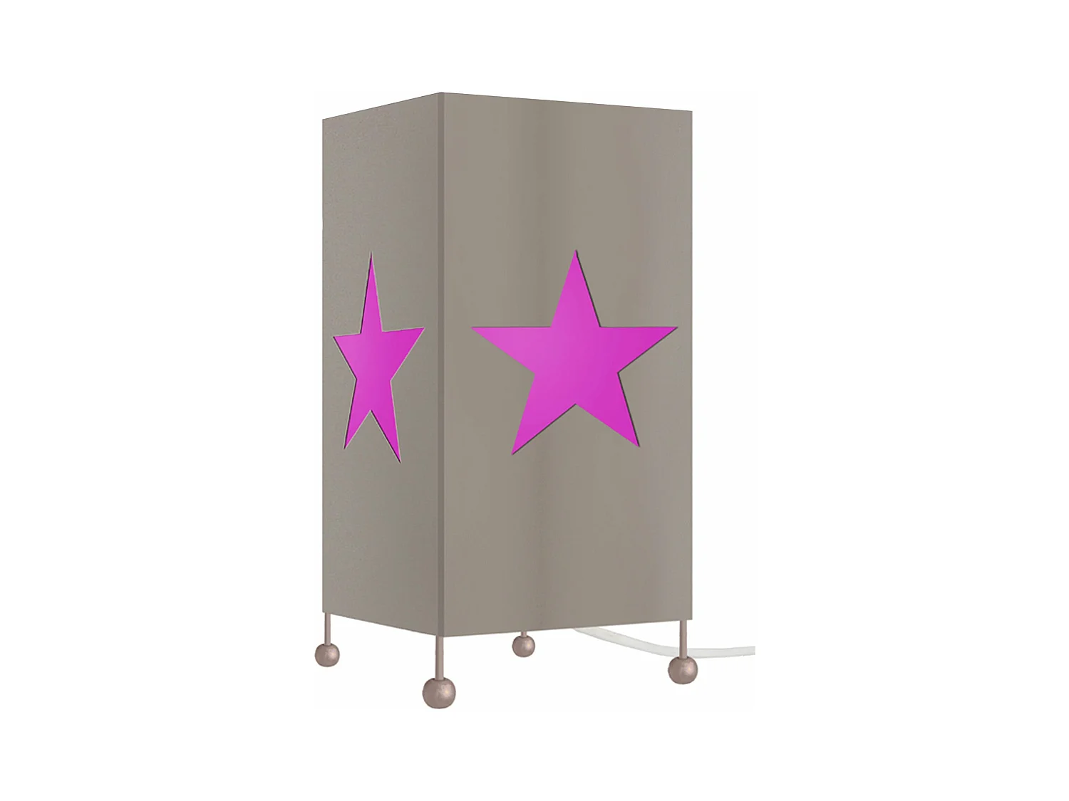 Lampe de chevet enfant carré métal  rose 27 cm.