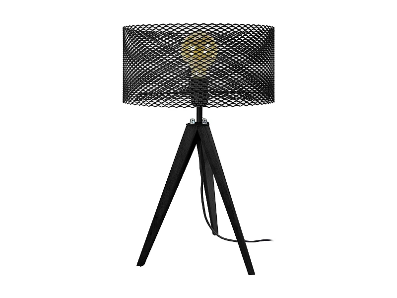 Lampe de Chevet TOSEL ,bois,Noir ,H54xD30xP30cm