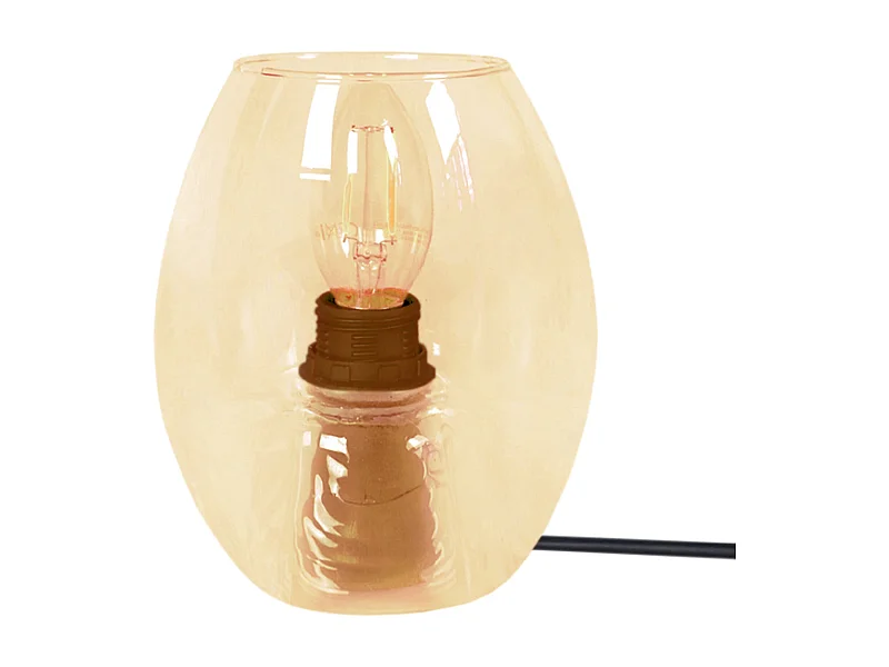 Candeeiro de mesa TOSEL TÉTRAÈDRE 1T tecido geométrico madeira D38 x  H52  cm