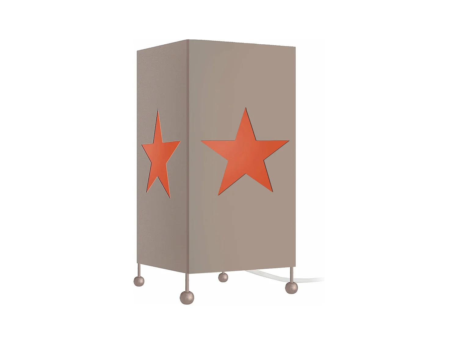Lampe de chevet enfant carré métal  orange 27 cm.