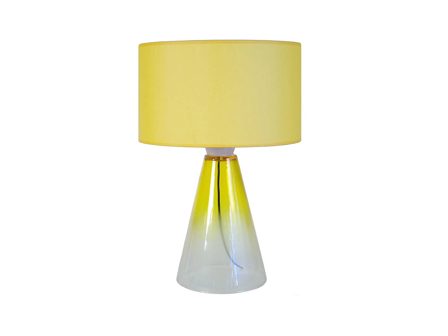 Lampe de salon conique verre  transparent ,jaune 52 cm.
