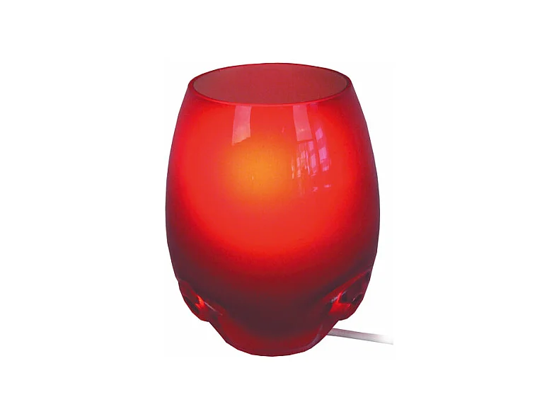 Lampe de chevet ovale verre  rouge 16,5 cm.