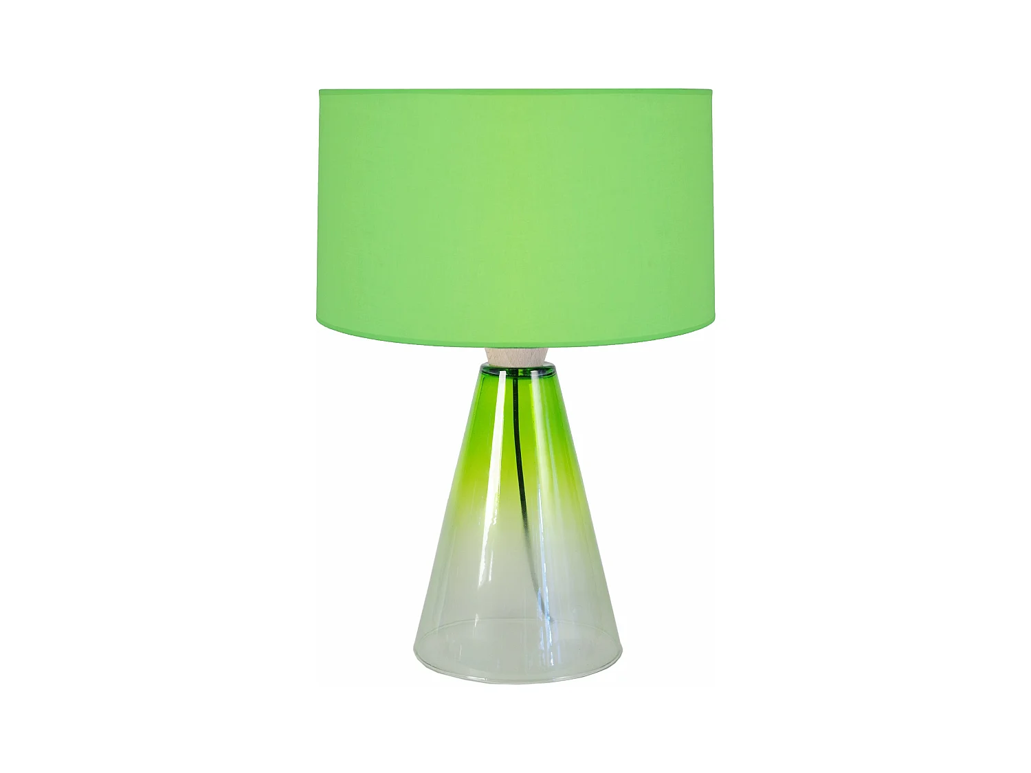 Lampe de salon conique verre  transparent ,vert vert anis 52 cm.
