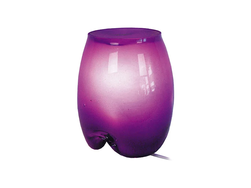 Lampe de chevet ovale verre  violet 16,5 cm.