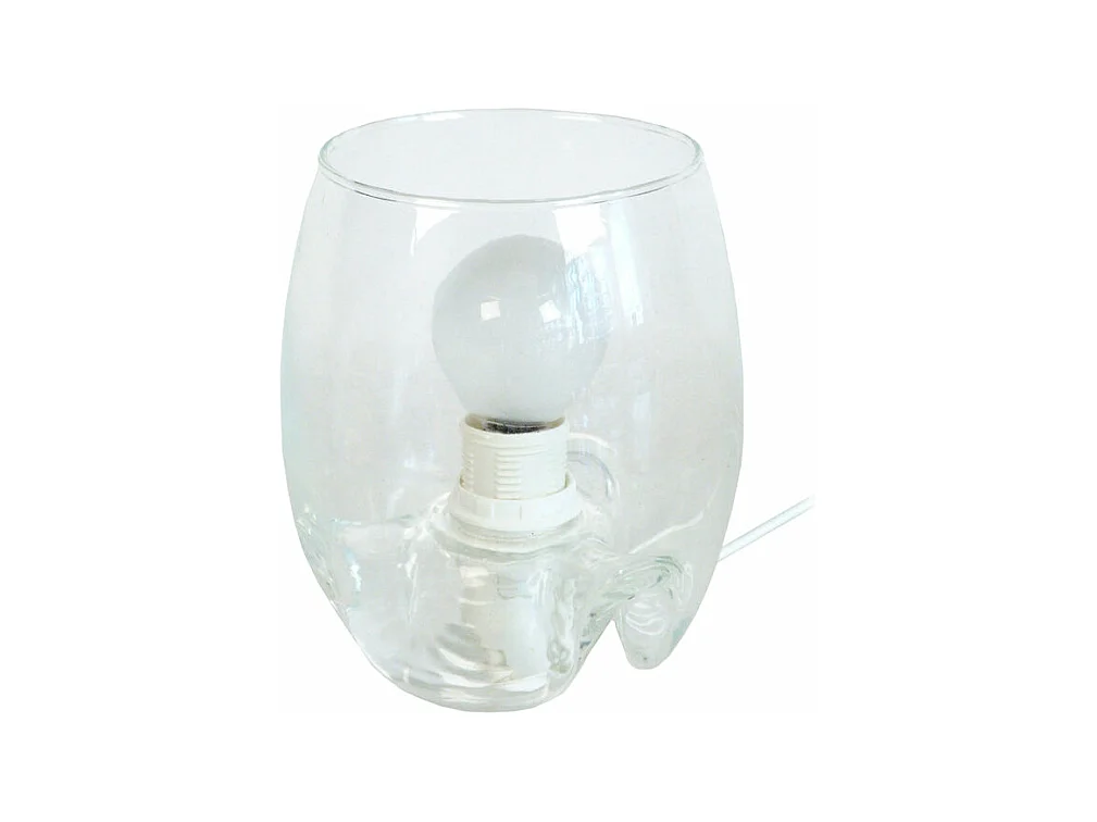 Lampe de chevet ovale verre  transparent  16,5 cm.