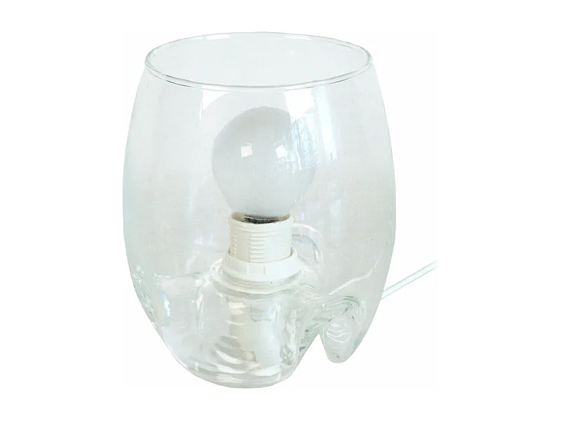 Lampe de chevet ovale verre  transparent  16,5 cm.