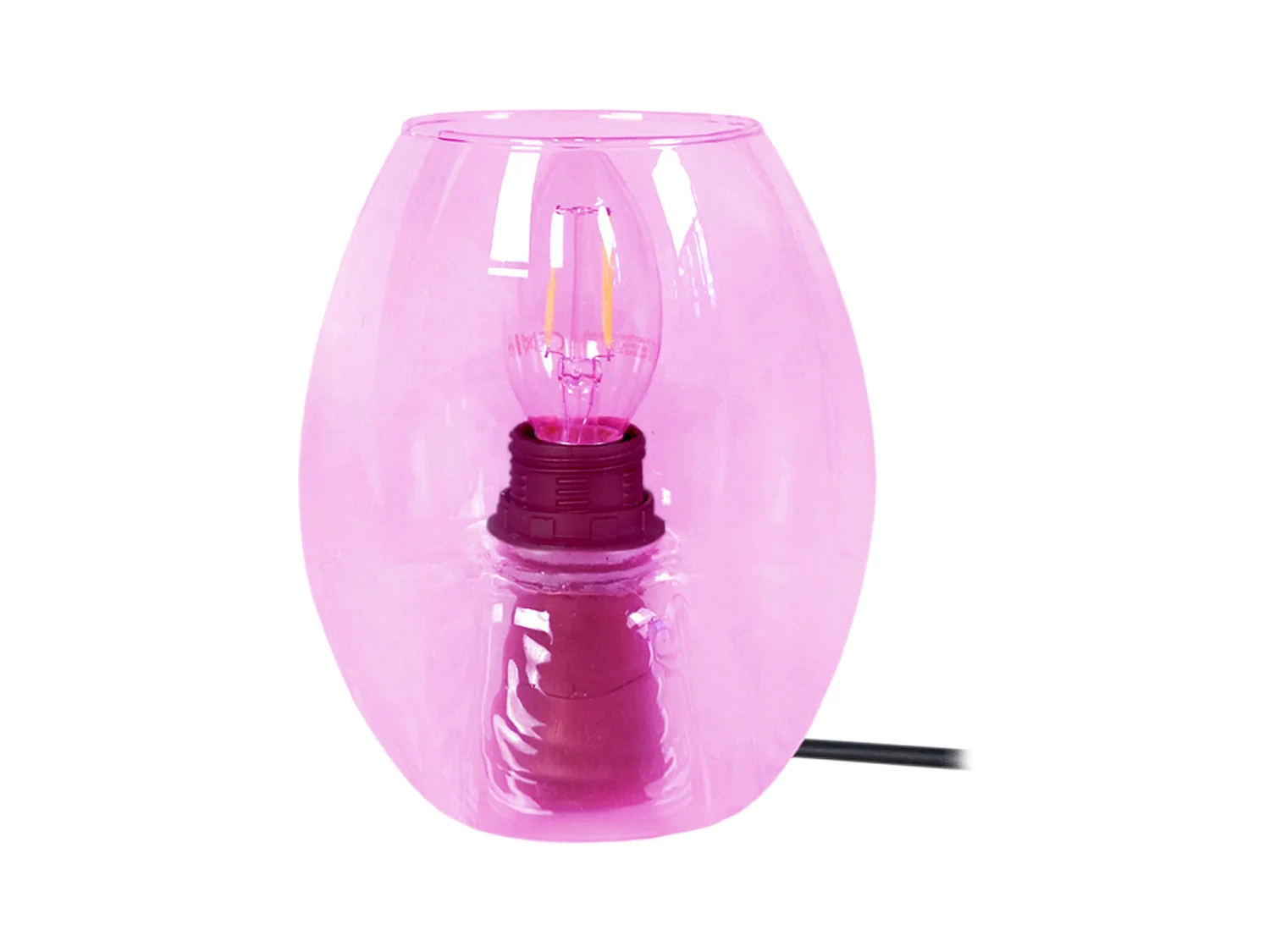 Lampe de Chevet TOSEL ,verre,Rose ,H16xD13,5xP13,5cm