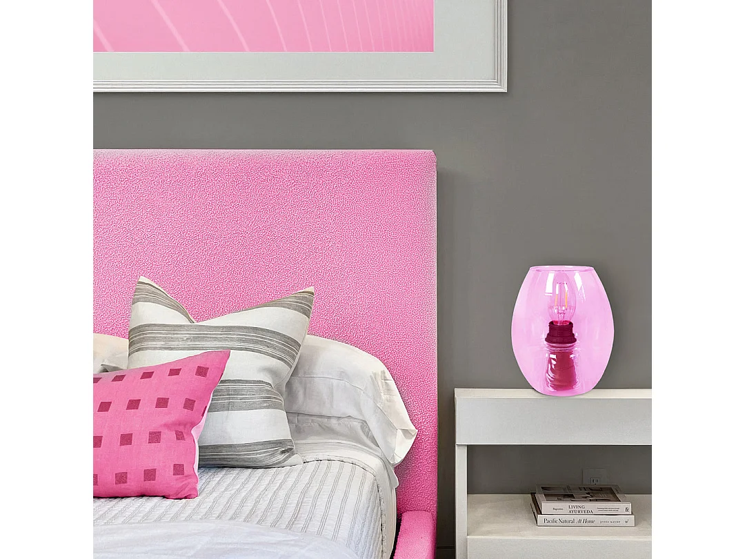 Lampada da tavolo vetro huevo AGG  rosa D'13,5 cm