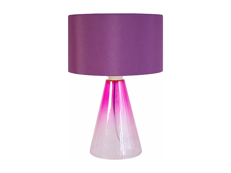 Lampe de salon conique verre  transparent ,rose 52 cm.