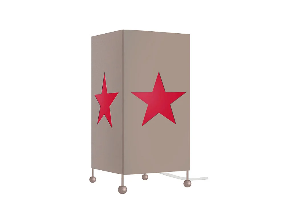 Lampe de chevet enfant carré métal  rouge 27 cm.